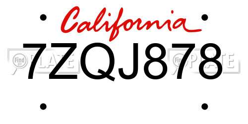 7ZQJ878 California License Plate