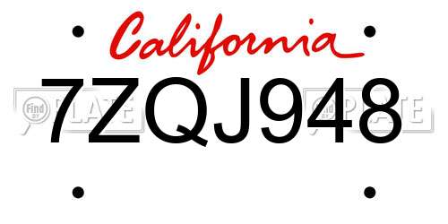7ZQJ948 California License Plate