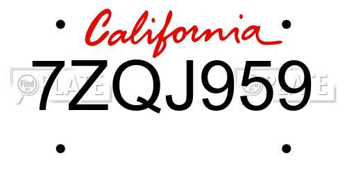 7ZQJ959 California License Plate
