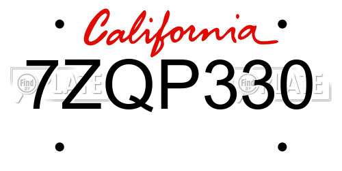 7ZQP330 California License Plate