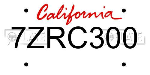 7ZRC300 California License Plate