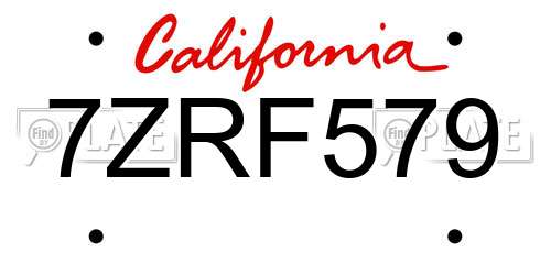 7ZRF579 California License Plate