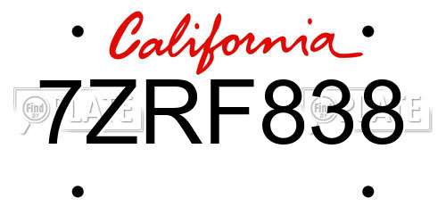 7ZRF838 California License Plate