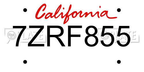 7ZRF855 California License Plate
