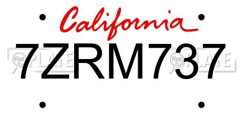 7ZRM737 California License Plate