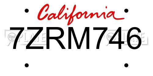 7ZRM746 California License Plate