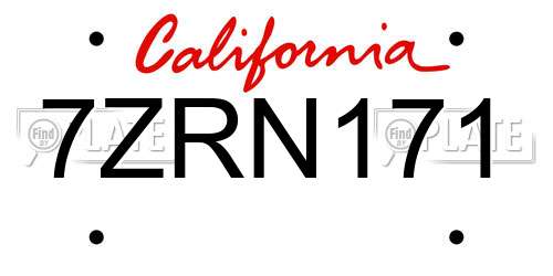 7ZRN171 California License Plate