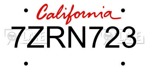 7ZRN723 California License Plate