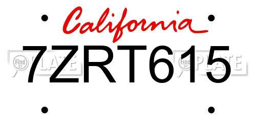 7ZRT615 California License Plate