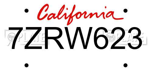7ZRW623 California License Plate