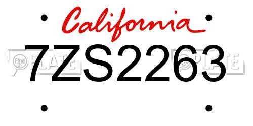7ZS2263 California License Plate