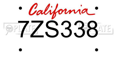 7ZS338 California License Plate