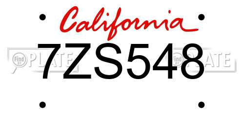 7ZS548 California License Plate