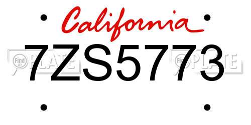 7ZS5773 California License Plate