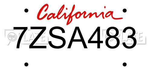 7ZSA483 California License Plate
