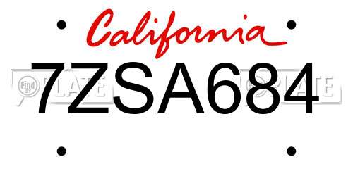 7ZSA684 California License Plate