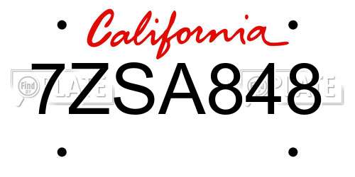 7ZSA848 California License Plate