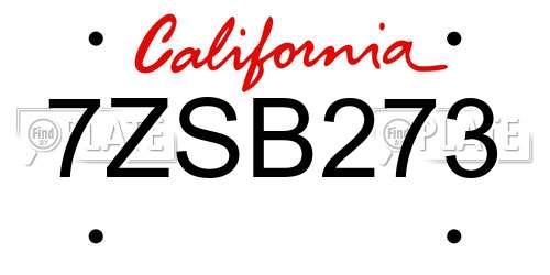 7ZSB273 California License Plate
