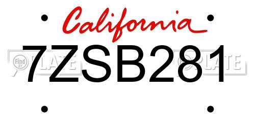 7ZSB281 California License Plate