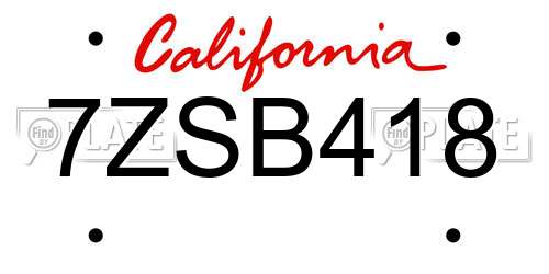 7ZSB418 California License Plate