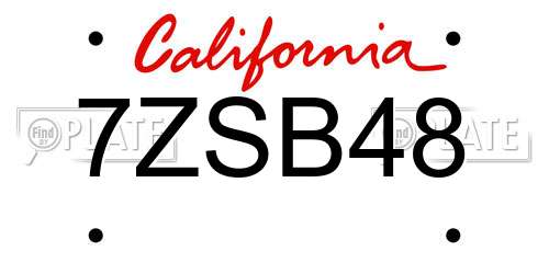 7ZSB48 California License Plate