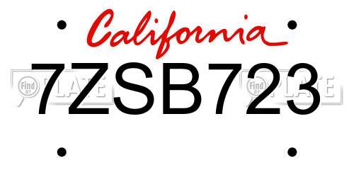 7ZSB723 California License Plate