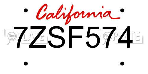 7ZSF574 California License Plate