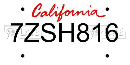 7ZSH816 California License Plate