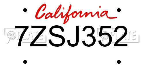 7ZSJ352 California License Plate