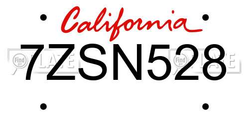 7ZSN528 California License Plate