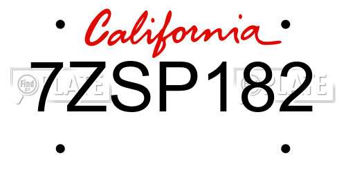 7ZSP182 California License Plate