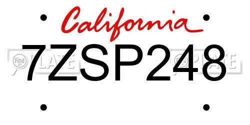 7ZSP248 California License Plate