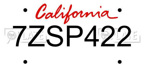 7ZSP422 California License Plate