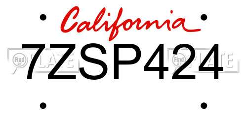 7ZSP424 California License Plate