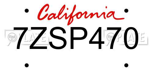 7ZSP470 California License Plate