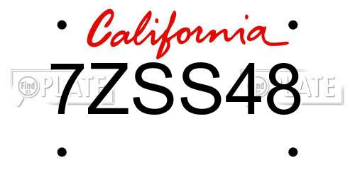 7ZSS48 California License Plate