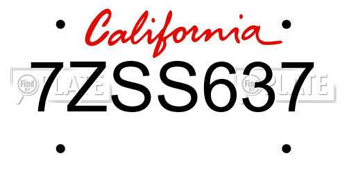 7ZSS637 California License Plate