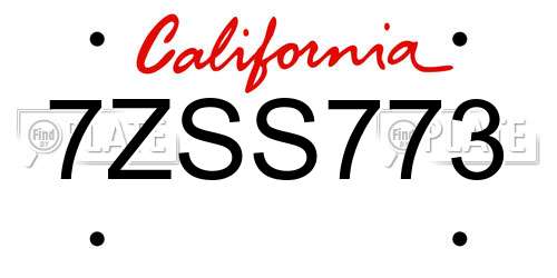 7ZSS773 California License Plate