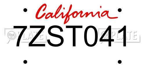 7ZST041 California License Plate