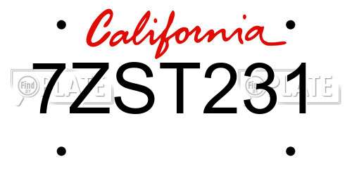 7ZST231 California License Plate