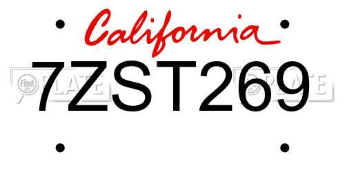 7ZST269 California License Plate