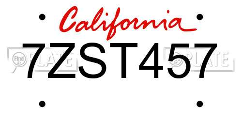 7ZST457 California License Plate