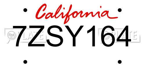 7ZSY164 California License Plate