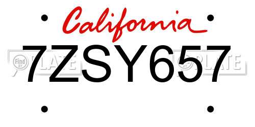 7ZSY657 California License Plate