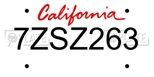 7ZSZ263 California License Plate