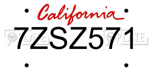 7ZSZ571 California License Plate