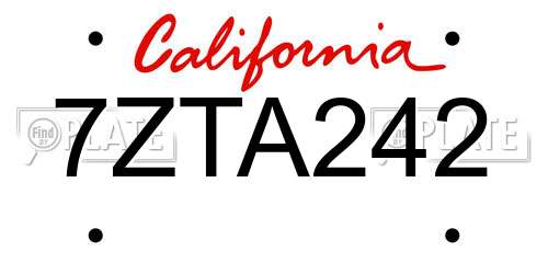 7ZTA242 California License Plate