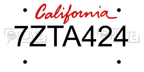 7ZTA424 California License Plate