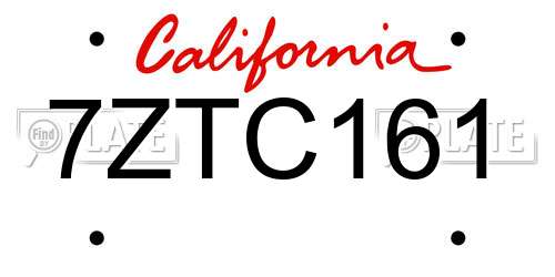 7ZTC161 California License Plate
