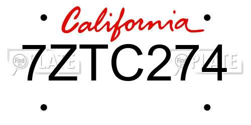 7ZTC274 California License Plate